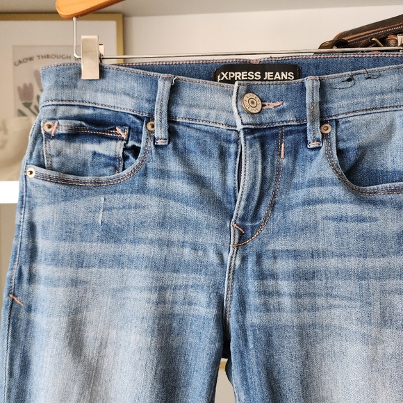 Express Distressed Blue Midrise Cropped Jeggings Size S - Picture 8 of 8